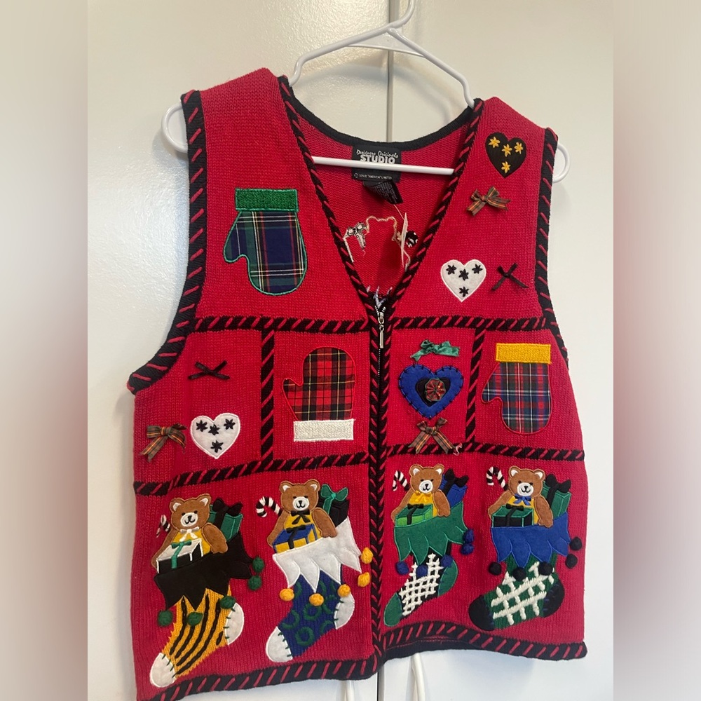 Vintage super ugly Christmas’s sweater vest. Holiday party or Halloween costume
